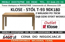 KLOSE - STÓŁ T-93 90X180 2 WKŁADKI PO 70 CM